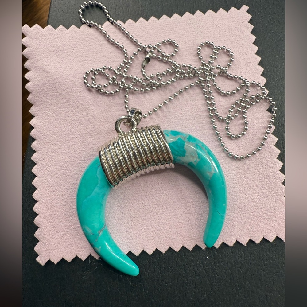 Turquoise Crescent Pendant Necklace